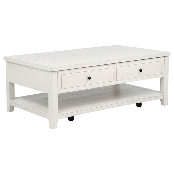 Coaster Payne 48-Inch Mobile Lift Top Coffee Table Distressed White