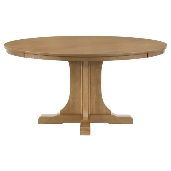 Coaster Hartville 7-Piece Round Dining Table Set Natural Light Brown