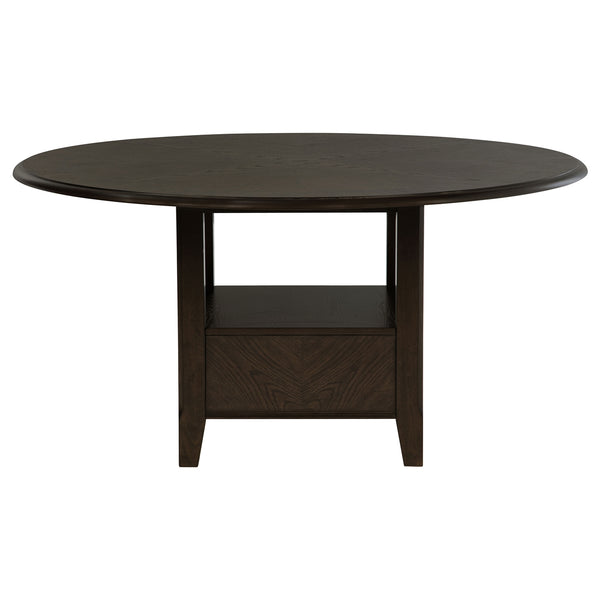 Coaster Twyla 60-Inch Round Dining Table With Drawer Dark Cocoa