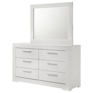 Coaster Ives 6-Drawer Dresser & Mirror White High Gloss