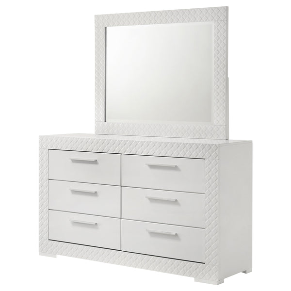 Coaster Ives 6-Drawer Dresser & Mirror White High Gloss