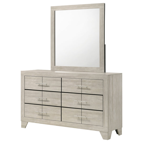 Coaster Trenton 6-Drawer Bedroom Dresser With Mirror Rustic Cream