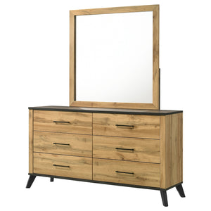 Coaster Kaywood 6-Drawer Dresser & Mirror Natural Pine