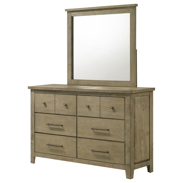Coaster Hazlewood 6-Drawer Bedroom Dresser With Mirror Vineyard Oak