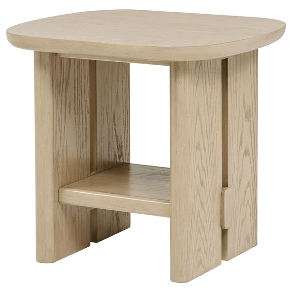 Coaster Kailani Coastal Square End Side Table With Shelf Beige Oak