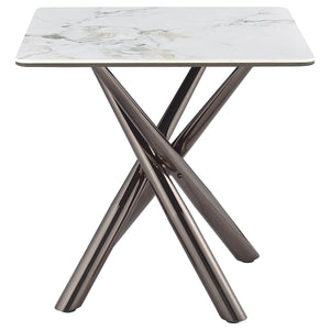 Coaster Carvell Square Sintered Stone End Side Table Mirage White
