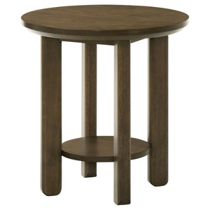 Coaster Ottowa 22-Inch Round Wood Side End Table With Shelf Brown