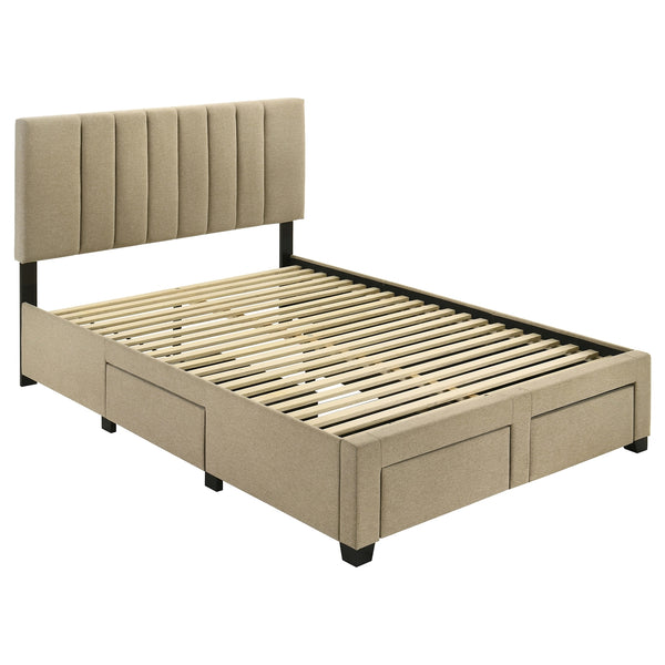 Coaster Wheatland 4-Drawer Upholstered Full Storage Bed Light Brown