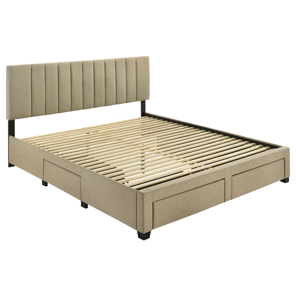 Coaster Wheatland 4-Drawer Upholstered King Storage Bed Brown