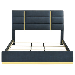 Coaster Ines 52-Inch Fabric Upholstered King Panel Bed Navy
