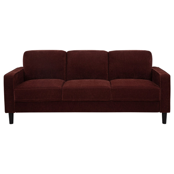Coaster Ruth 3-Piece Fabric Upholstered Track Arm Sofa Rust Red