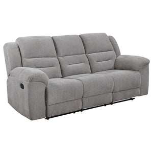 Coaster Gilson 2-Piece Chenille Upholstered Reclining Sofa Set Grey