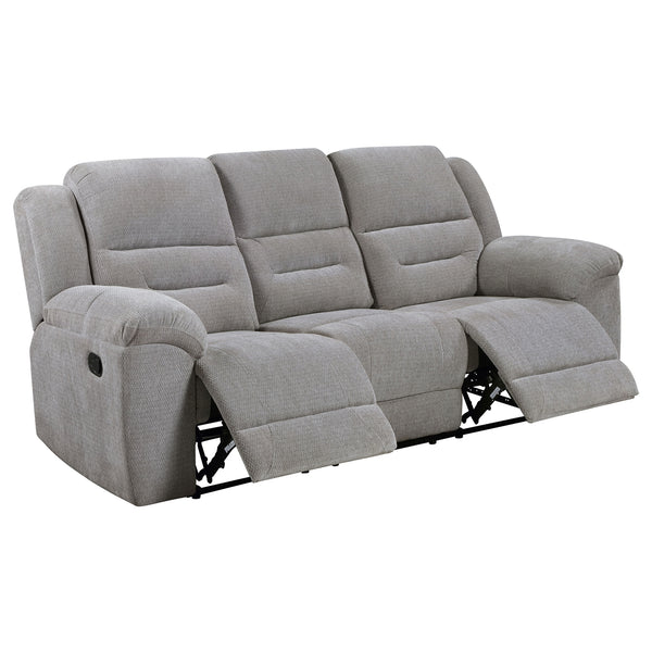 Coaster Gilson 3-Piece Chenille Upholstered Reclining Sofa Set Grey