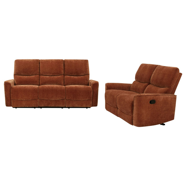 Coaster Navarro 2-Piece Upholstered Reclining Sofa Set Orange