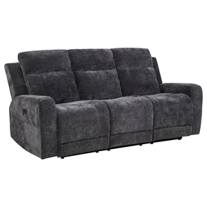 Coaster Kennett 2-Piece Chenille Power Reclining Sofa Set Dark Grey