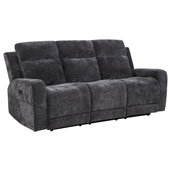 Coaster Kennett 2-Piece Chenille Power Reclining Sofa Set Dark Grey