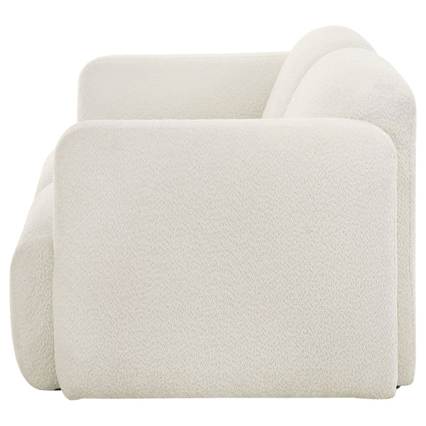 Coaster Dorset Fabric Upholstered Round Track Arm Loveseat White
