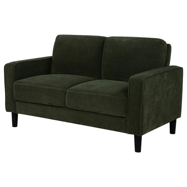 Coaster Ruth Fabric Upholstered Track Arm Loveseat Matcha Green