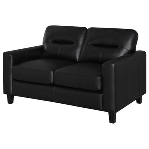 Coaster Scotland Faux Leather Upholstered Track Arm Loveseat Black