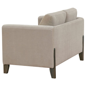 Coaster Islington Fabric Upholstered Panel Arm Loveseat Taupe