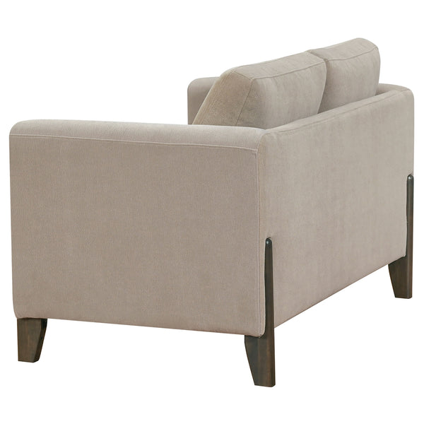 Coaster Islington Fabric Upholstered Panel Arm Loveseat Taupe