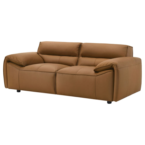 Coaster Buxton Top Grain Leather Upholstered Loveseat Orange