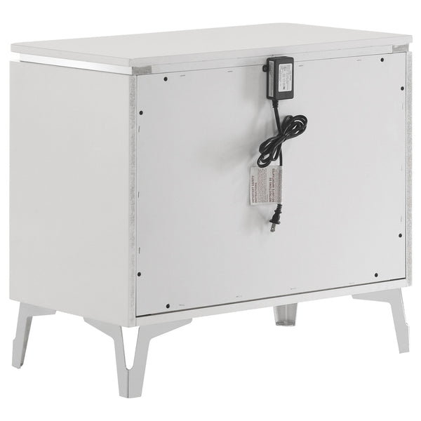 Coaster Cassia 2-Drawer Nightstand Bedside Table White High Gloss