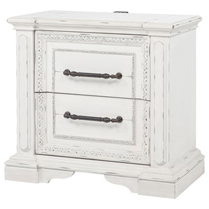 Coaster Mckinney 2-Drawer Nightstand With Dual Usb Vintage White