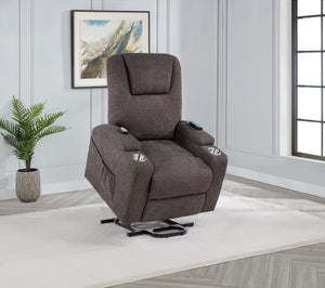 Coaster Louie Chenille Upholstered Power Lift Massage Chair Brown