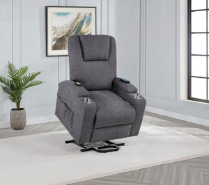 Coaster Louie Chenille Upholstered Power Lift Massage Chair Grey