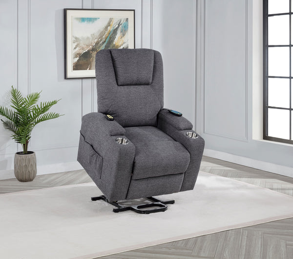 Coaster Louie Chenille Upholstered Power Lift Massage Chair Grey