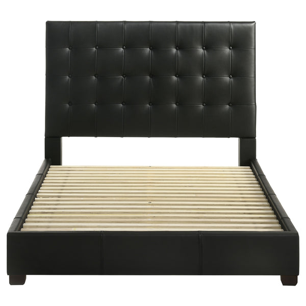 Coaster Medley Genuine Leather Queen Panel Platform Bed Black