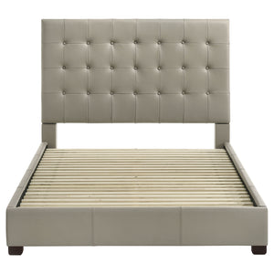 Coaster Medley Genuine Leather Queen Panel Platform Bed Tan