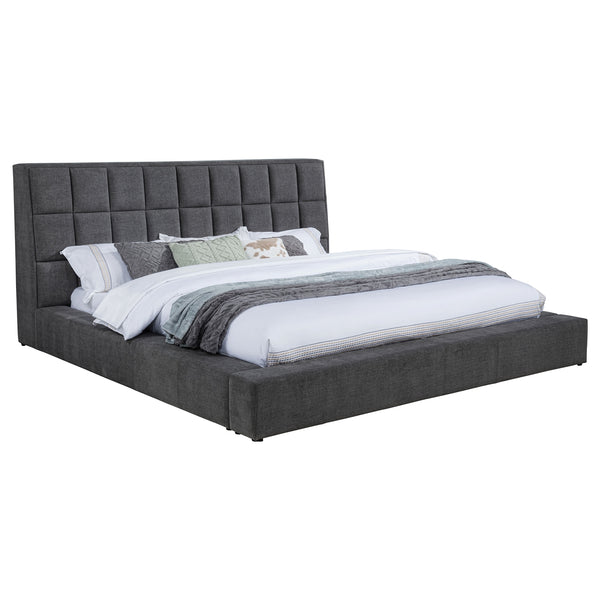 Coaster Dreux Upholstered Queen Panel Platform Bed Grey