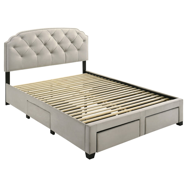 Coaster Marianna 4-Drawer Upholstered Queen Storage Bed Cream