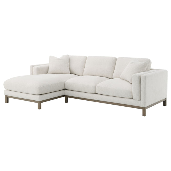Coaster Geneva Boucle Upholstered Sectional Chaise Sofa Sand