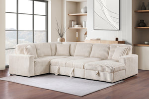 Coaster Devonshire Sleeper Sectional Sofa Storage Chaise Camel