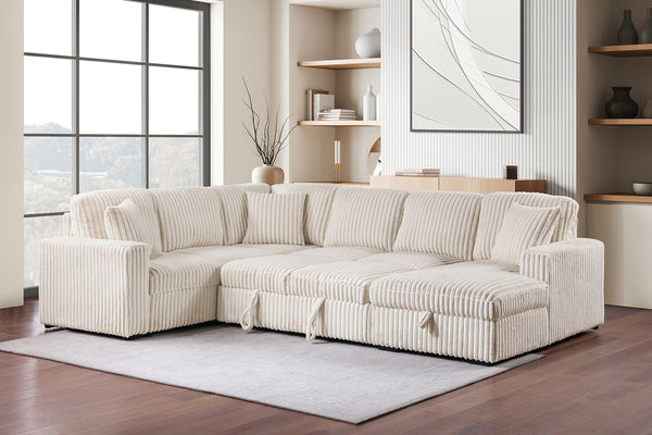 Coaster Devonshire Sleeper Sectional Sofa Storage Chaise Camel