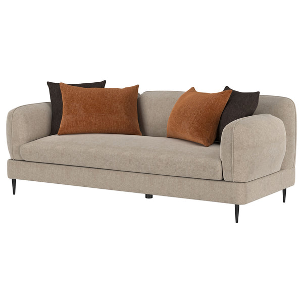 Coaster Jade Chenille Upholstered Sculpted Track Arm Sofa Latte