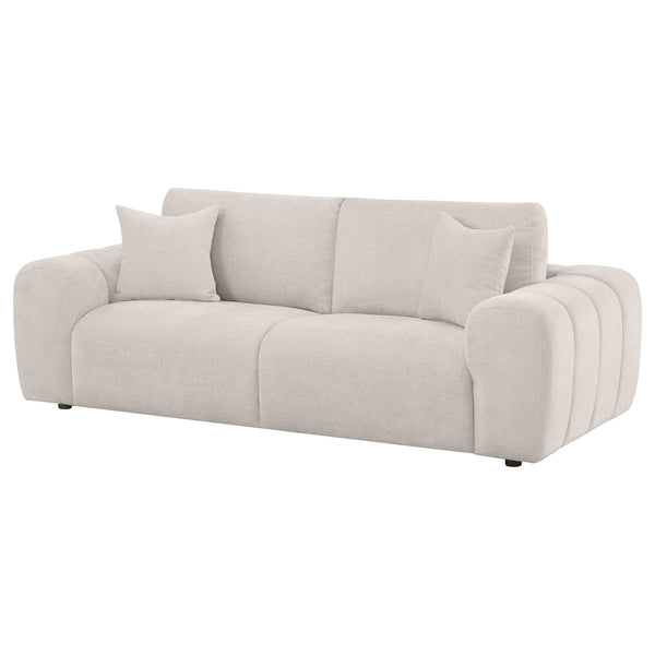 Coaster Burnett Chenille Upholstered Wide Arm Sofa Ivory