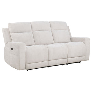 Coaster Kennett Chenille Upholstered Power Reclining Sofa Ivory