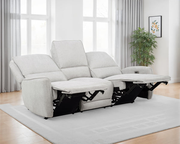 Coaster Sylmar Chenille Upholstered Power Reclining Sofa Dove Grey