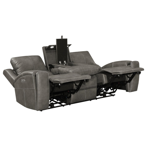 Coaster Brickston Triple Power Reclining Sofa Charcoal