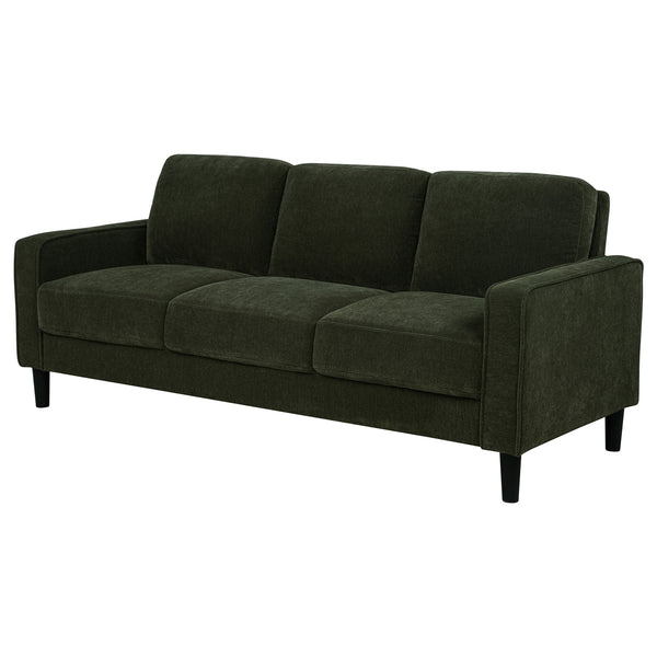 Coaster Ruth 77-Inch Fabric Upholstered Track Arm Sofa Matcha Green