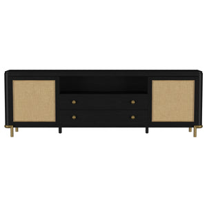 Coaster Arini Rattan Cane 2-Door Tv Stand Media Console Black