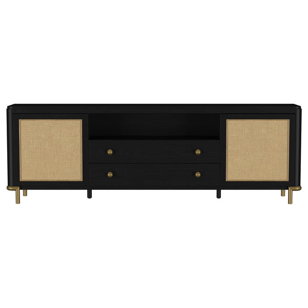 Coaster Arini Rattan Cane 2-Door Tv Stand Media Console Black