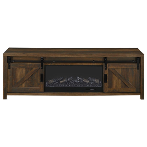 Coaster Enfield 71-Inch Tv Stand Fireplace Media Console Dark Pine