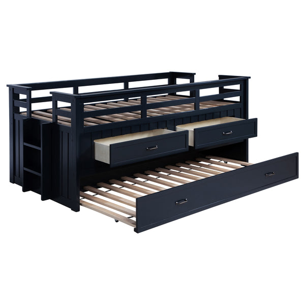 Coaster Carlsbad Wood Twin Captains Bed With Trundle Navy Blue