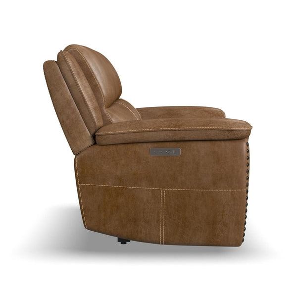 Flexsteel Zero Gravity Beau Fabric Power Reclining Loveseat with Power Headrests in Silt