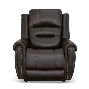 Flexsteel Oscar Fabric Power Lift Recliner with Right-Hand Control & Power Headrest in Molasses